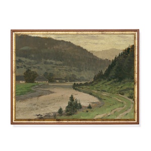 Vintage Landscape Painting | Antique Country Landscape | Farmhouse Decor | Digital Download | Printable Wall Art | 19th Century Fine Art
