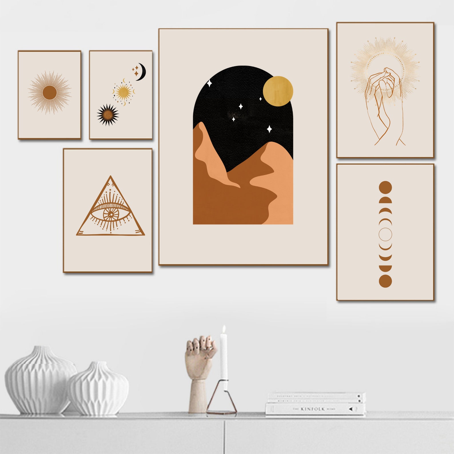 Gallery Wall Set Celestial Wall Art Moon Poster Abstract | Etsy