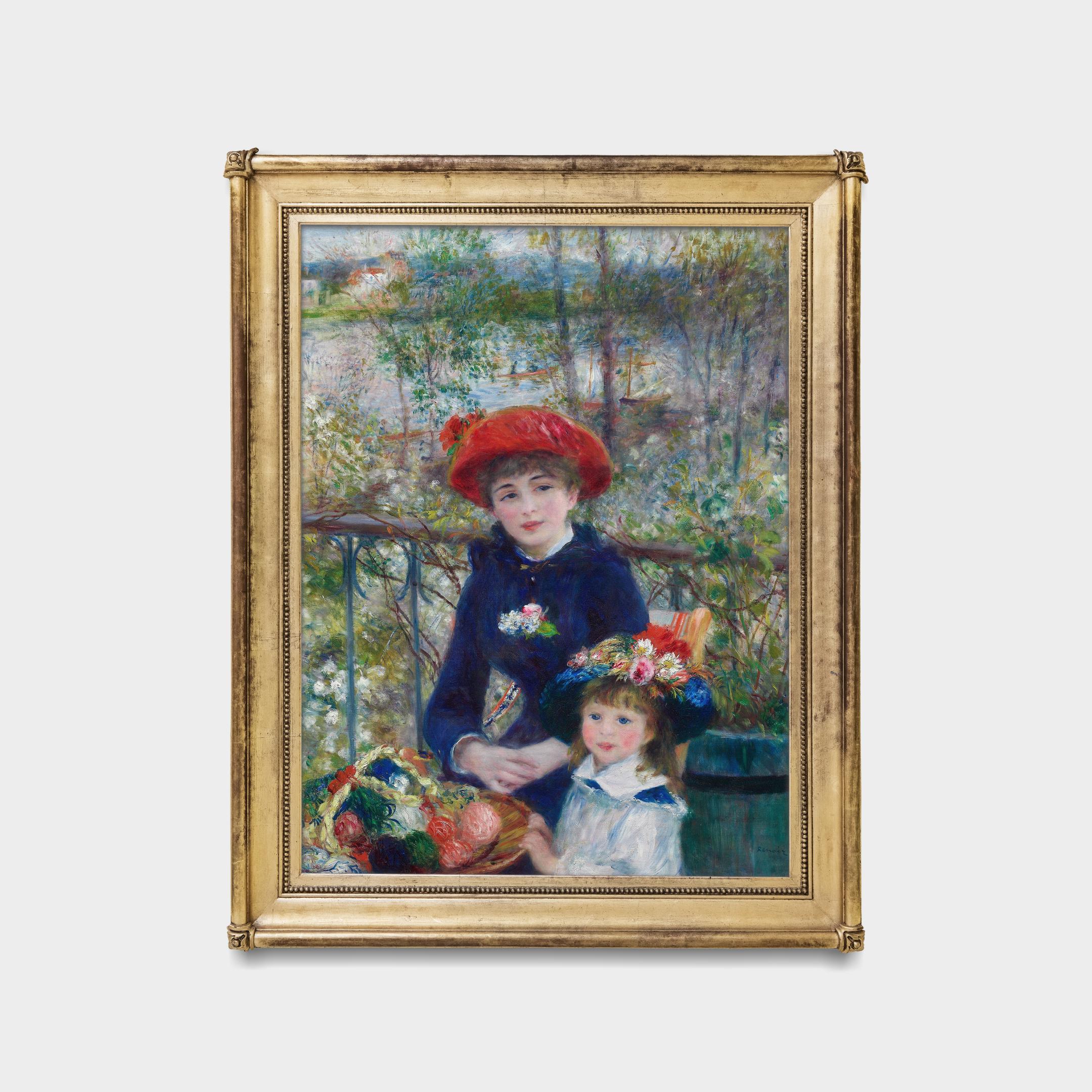 ルノワール「二人の姉妹」の版画：フランス印象派の庭園テラスアート