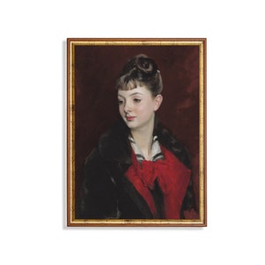 Antique Woman Portrait Painting: Moody 19th Century Art (Digital Download)