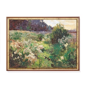 Vintage Wildblumen Wiese Druck - Impressionistische Blumenlandschaft, Gartenkunst des 19.Jahrhunderts, verträumte botanische Wanddekoration