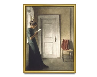 Vintage Woman Reading Print: Antyczny portret