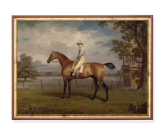 Vintage Pferderennen Kunstdruck: Antike Reiterkunst