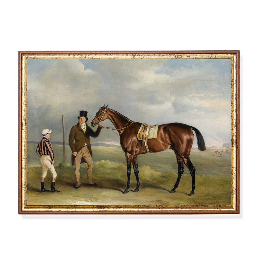 Vintage Horse Oil Painting | Antique Equestrian Print | Rustic Animal ...