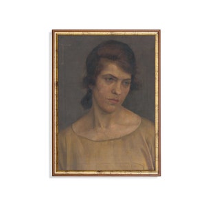 Vintage Portrait Painting | Antique Woman Portrait | Rustic Oil Painting | Digital Download | Printable Wall Art | Living Room Fine Art