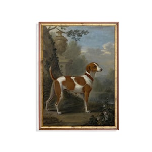 Vintage Hound Dog Painting: Antique Style Animal Art Print
