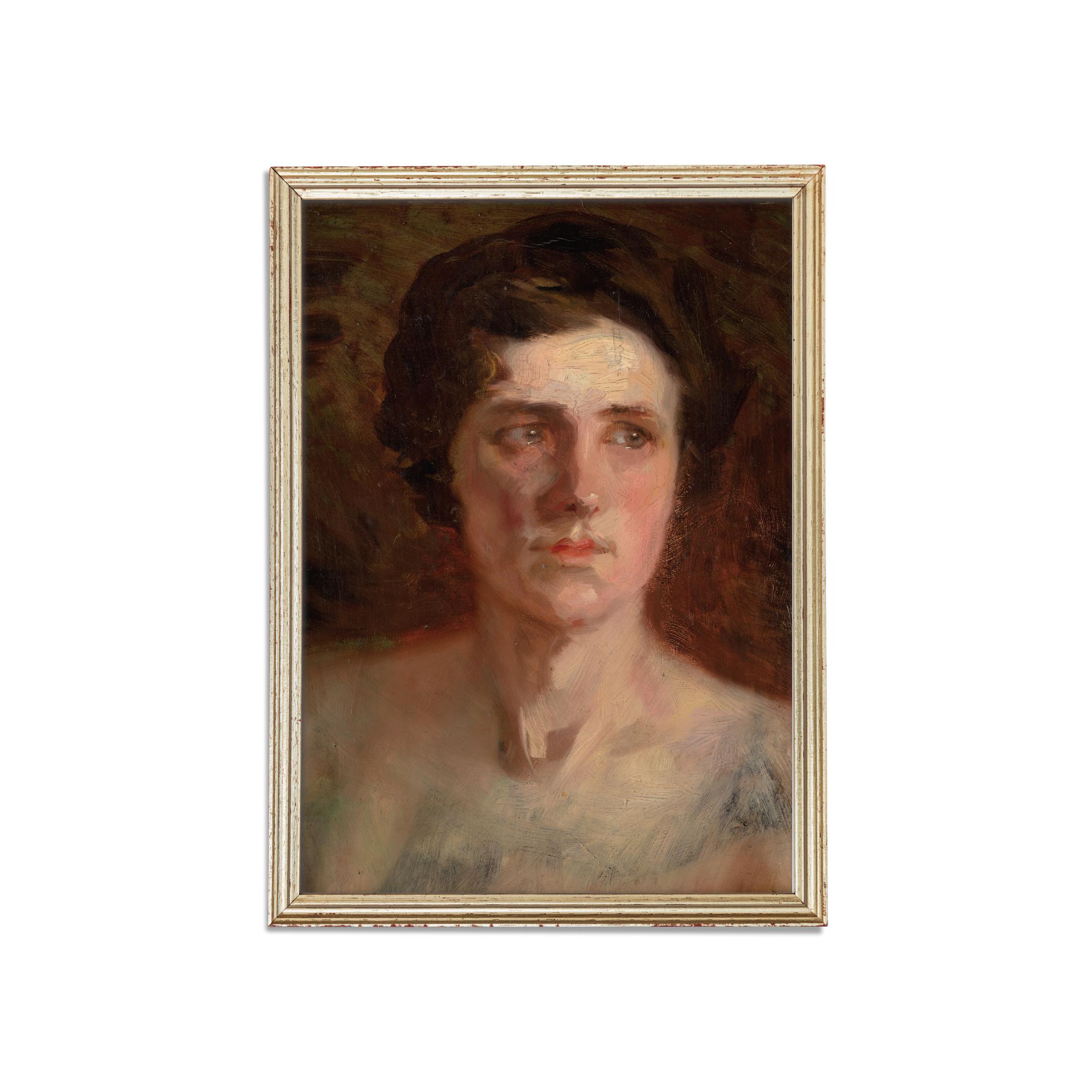 Vintage Woman Portrait Painting: Emotional Antique Oil Art Print - Etsy