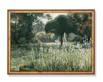 Vintage Floral Landscape Art Print: Victorian Garden (Digital Download)
