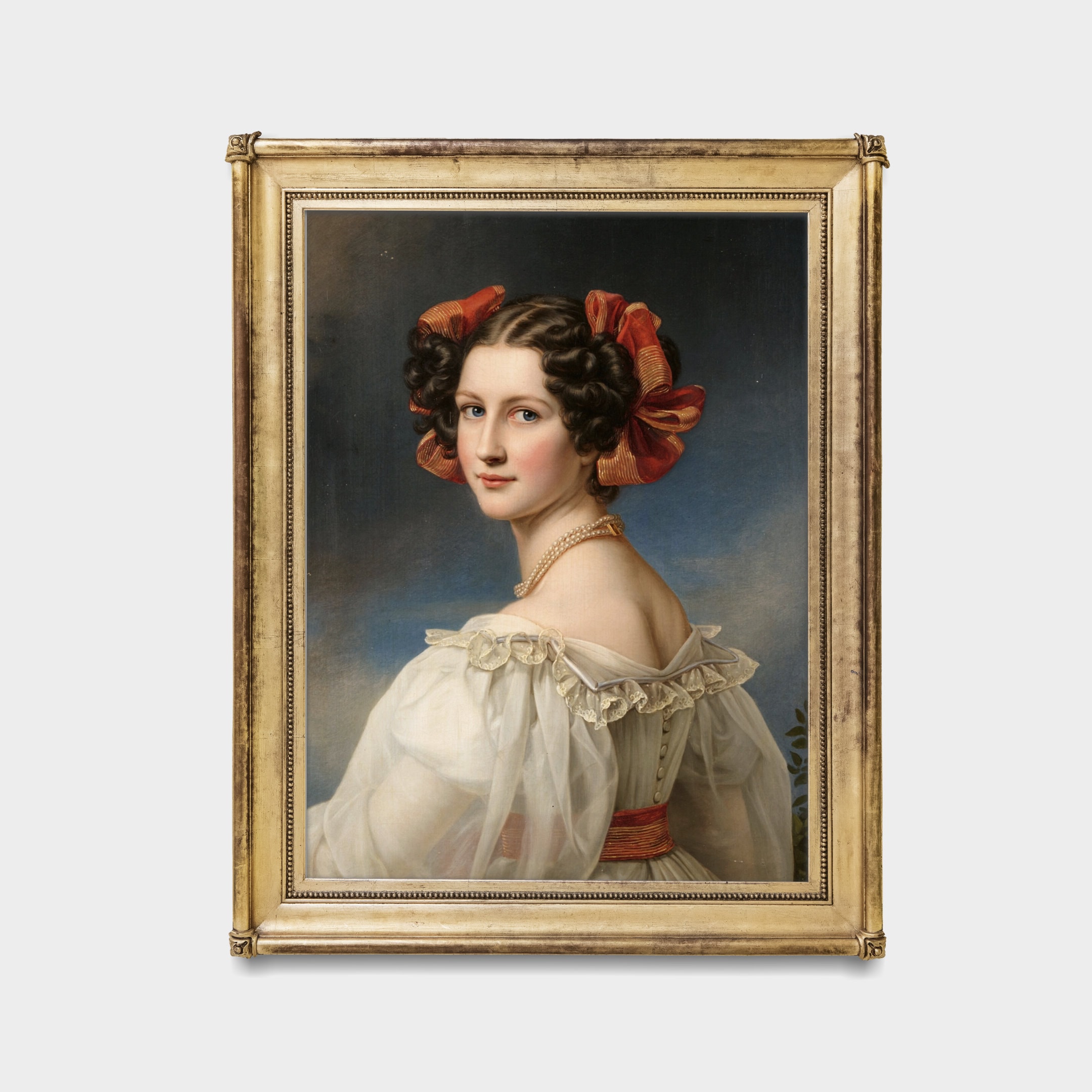 ビクトリア朝の女性の肖像画プリント：アンティーク油絵アート