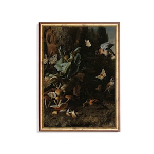 Vintage Botanical Art Print: Birds, Butterflies, Mushrooms