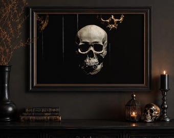 Vintage Skull Print, Gothic Skull Wall Art, Dark Academia Decor, Anatomical Skull Artwork, Halloween Skeleton Print, Gothic Printable
