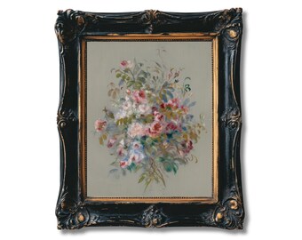 絵画 フランク・エル「パンジーのブーケ」額縁入/花の絵/インテリア/ヴィンテージ ルノワールの「花束」プリント：ヴィンテージ印象派アート - Etsy 日本