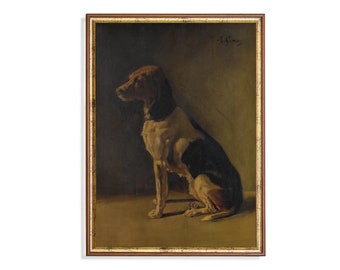 Gedruckt und versandt | Vintage Hunde Malerei | Antiker Tierdruck | Stimmungsvolle rustikale Kunst | Bauernhaus Dekor | Hund Fine Art | Physische Drucke