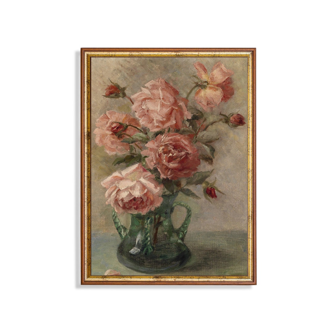 Antique Rose Bouquet Art Print: Vintage Floral Still Life - Etsy