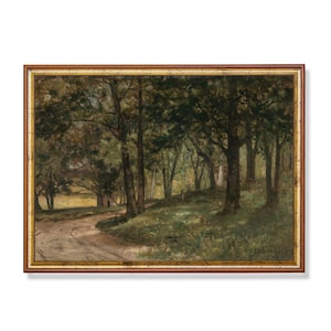 Druck | per Post Vintage Landschaftsmalerei | Antike Landlandschaft | Natur Baum Wald Druck | Bauernhaus Dekor | Gedruckt und versendet