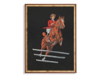 Vintage Horse Rider Print: Antique Equestrian Art, Farmhouse Decor