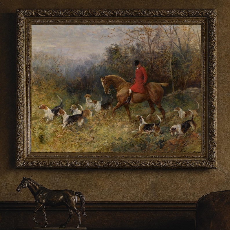 Vintage Fox Hunting Print: Equestrian Wall Art, Autumn Forest (digital ...