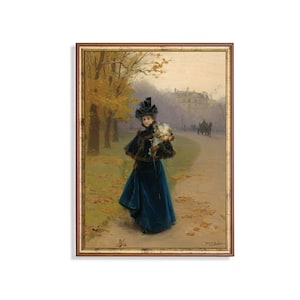 Printed and Shipped | Woman in Garden | Vintage Portrait Painting | Moody Rustic Oil Painting | Victorian Female Art | Physical Prints