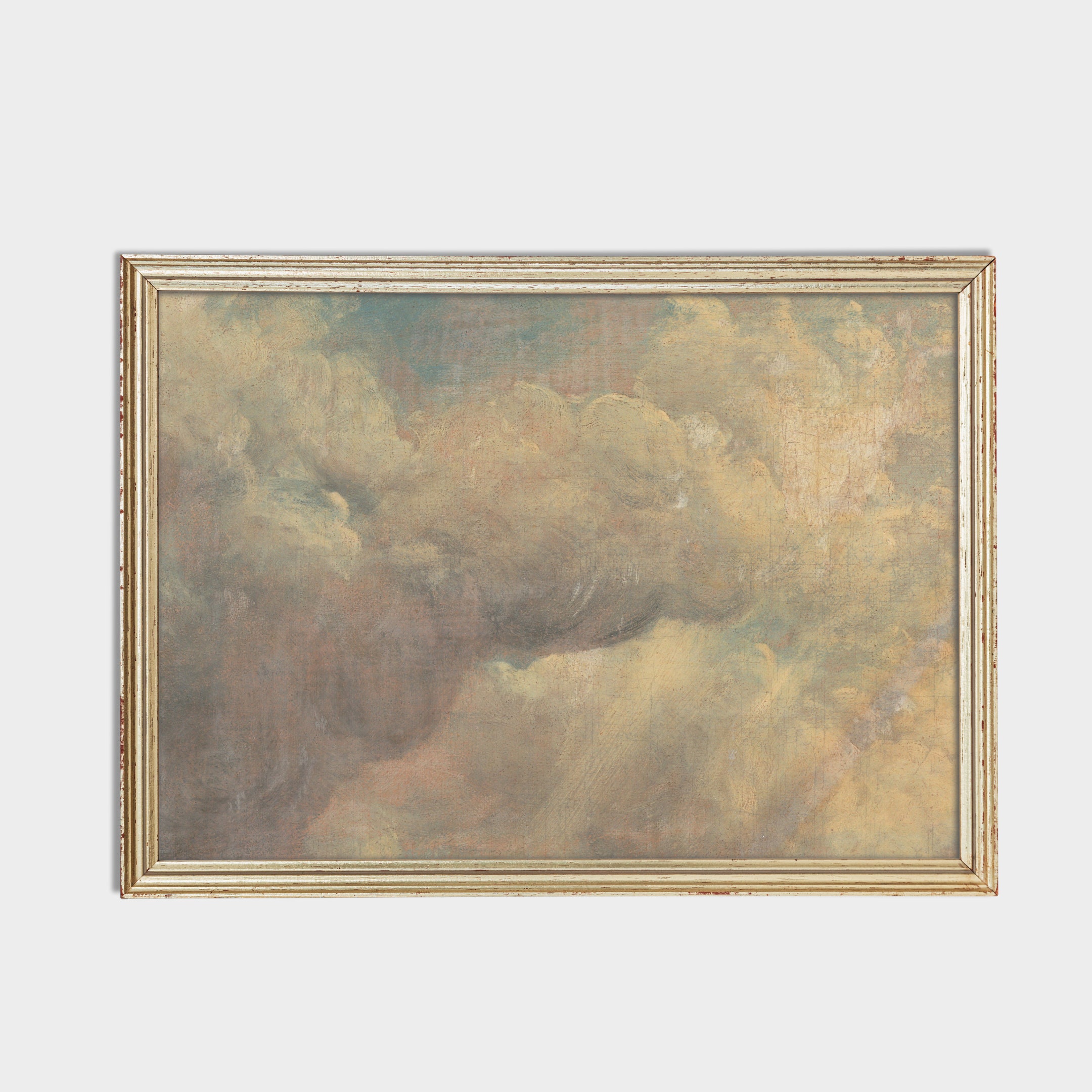 Vintage Cloud Study Print: Antique Sky Oil Pastel Art - Etsy