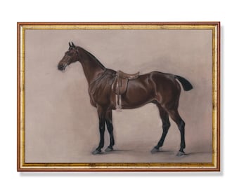 Vintage Horse Painting: Antique Equestrian Art Print, Farmhouse Decor