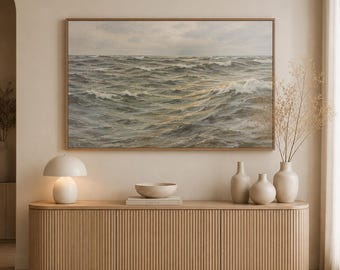 Vintage zeegezicht: antieke oceaanprint, kunst aan de kust