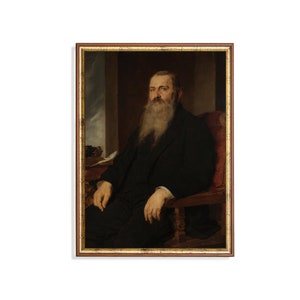 Print and Ship | Vintage Gentleman Portrait | Antique Man with Beard Painting | Moody Rustic Print | Fine Art | Mailed Print | Classic Art