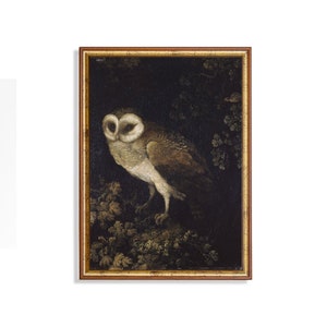 Mailed Print | Vintage Owl Painting | Antique Dark Academia | Moody Rustic Bird Print | Fine Art | Print and Ship | Living Room Art