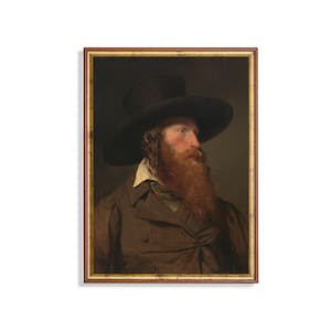 portrait de gentleman vintage | Homme à barbe | peinture d’homme antique | | d’art rustique Moody | de téléchargement numérique | d’art mural imprimable Petits caractères