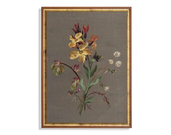 Pintura floral vintage: Impresión artística de bodegón de flores antiguas