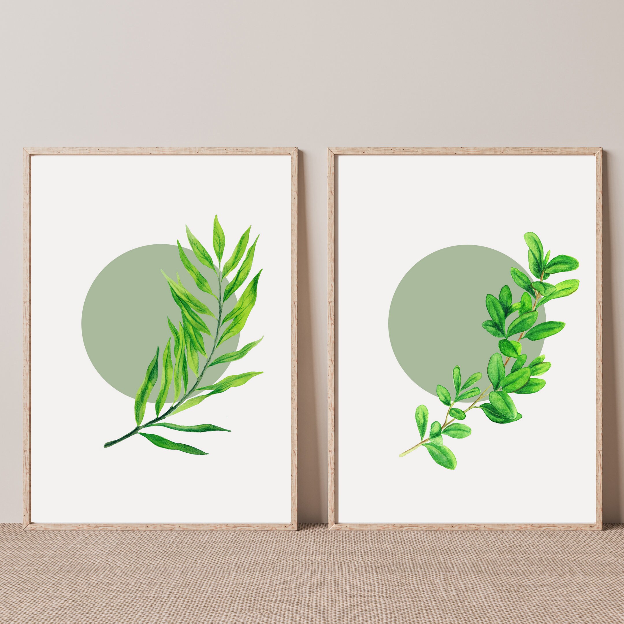 Sage Green Wall Art Set Of 2 Botanical Prints Botanical Print Etsy