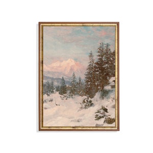 Printed and Shipped | Vintage Winter Landscape Painting | Antique Snowy Landscape | Rustic Winter Scenes | Cabin Decor | Physical Prints