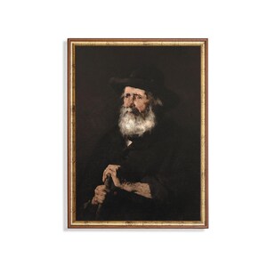 Vintage Gentleman Portrait Print: Moody Rustic Oil Painting