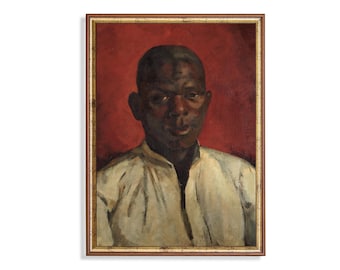 Vintage Gentleman Portrait: Moody Rustic Oil Painting Art Print