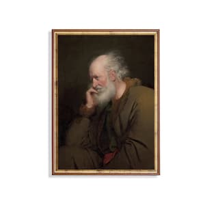 Vintage Gentleman Portrait Print: Moody Antique Oil Painting