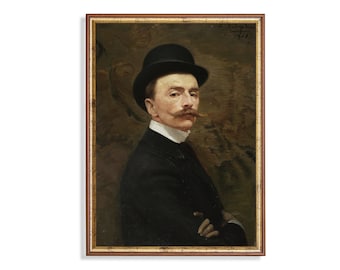 Vintage Gentleman Portrait Print - Aristocratic Antique Wall Art (Digital Download)