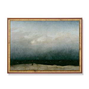 Vintage Seascape Painting: Moody Coastal Antique Decor (Digital Download)
