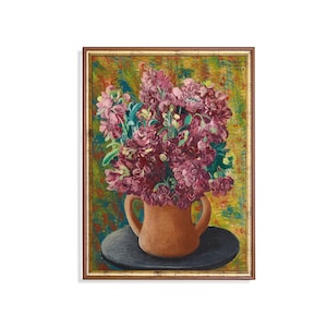 Vintage Floral Still Life Painting: Antique Bouquet Art Print