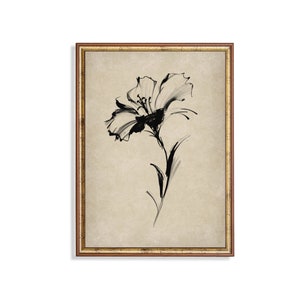 Vintage Floral Sketch Print: Antique Botanical Wall Art