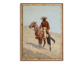Impression vintage cheval Vaquero mexicain : beaux-arts rustiques