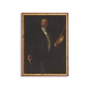 Vintage Gentleman Portrait Painting: Moody Rustic Fine Art Print (Digital Download)