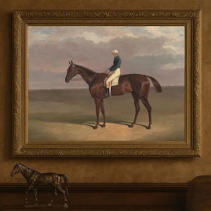 Vintage Horse Racing Print: Jockey on Thoroughbred, Equestrian Wall Art (Digital Download