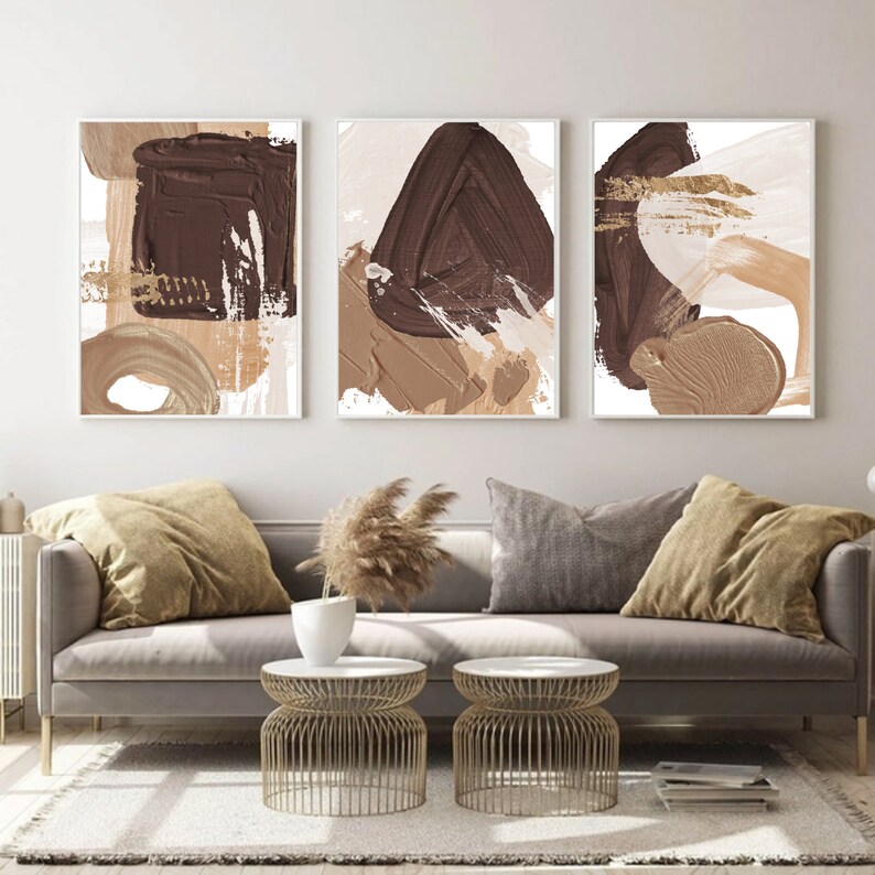 Abstract Oil Painting 3 Piece Wall Art Set of Three Prints Abstract Art ...