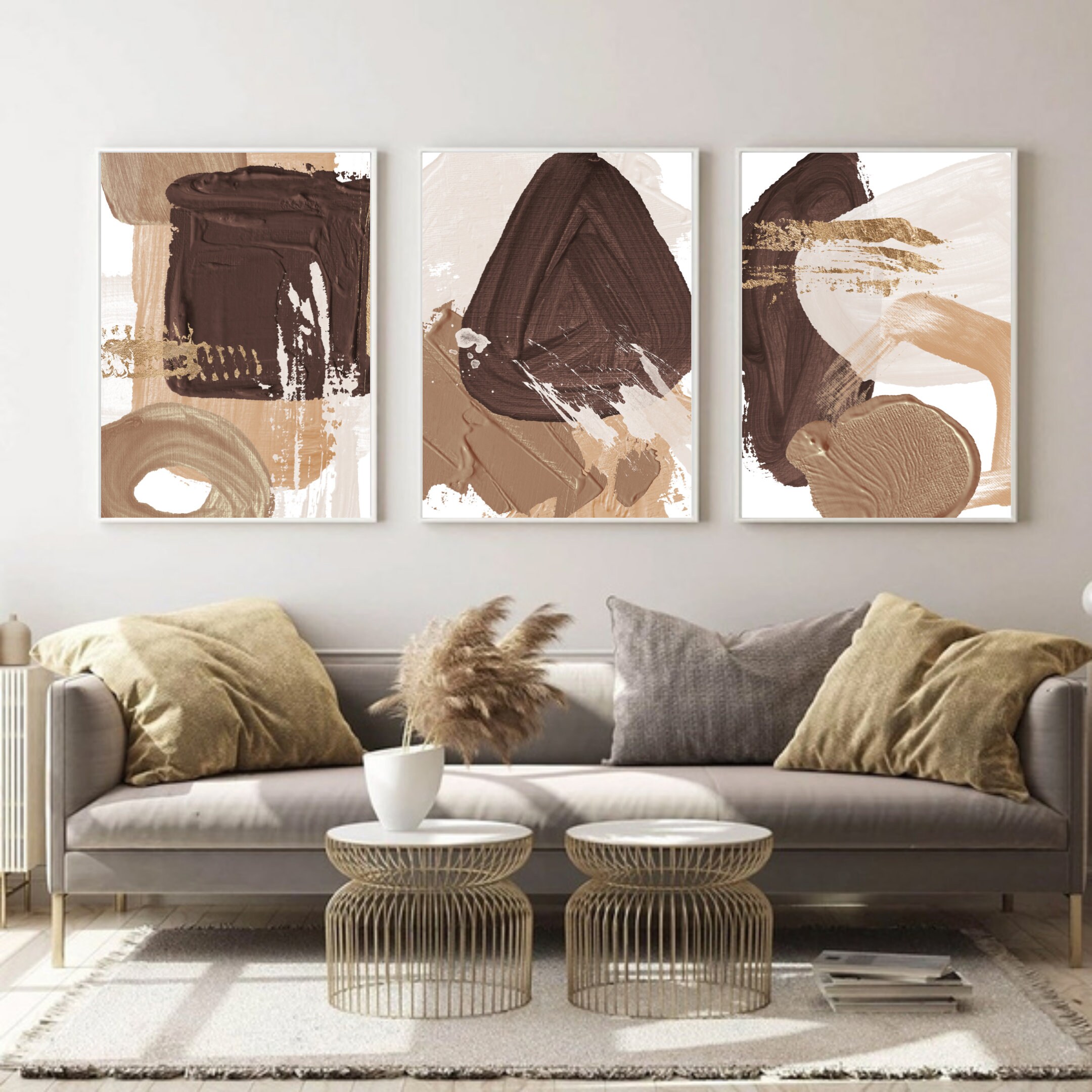Abstract Oil Painting 3 Piece Wall Art Set of Three Prints Abstract Art ...