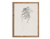 Abstract Charcoal Sketch Print: Minimalist Line Art (Digital Download)