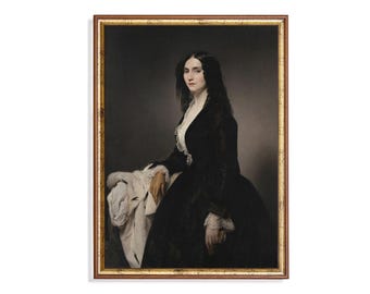 Francesco Hayez Victorian Portrait Print, Matilde Juva Branca, Dark Academia Wall Art (Digital Download)