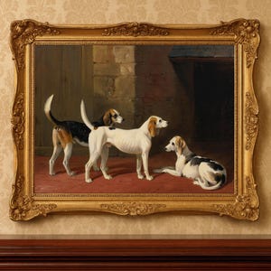 Vintage Hound Dog Art Print: Rustic Farmhouse Pet Portrait (Digital Download)