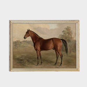 Vintage Horse Art Print: Antique Equestrian Painting, Rustic Farmhouse Decor (Digital Download) image 6