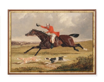 Vintage Horse and Hound Print: Equestrian Farmhouse Decor