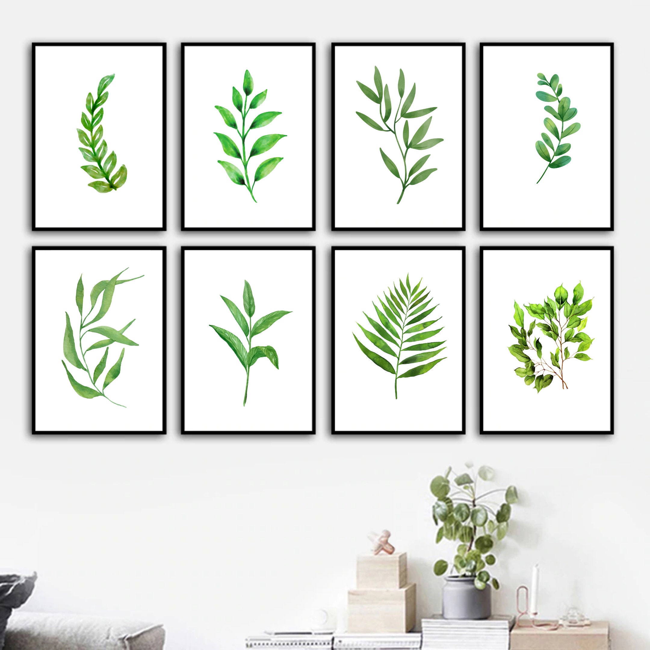 Gallery Wall Set of 9 Prints Plant Wall Decor Botanical Print Etsy