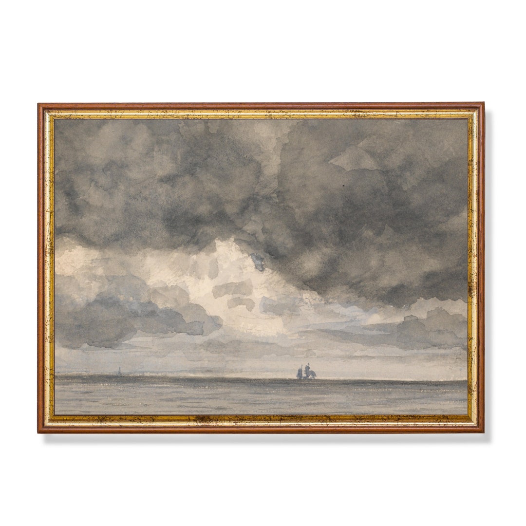 Print and Ship Vintage Seascape Painting Antique Ocean Beach Print